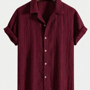 Men's Geometric Textured Cuban Collar Shirt