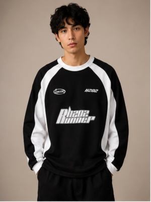 front_black_raglan_3x4 Race Runner H202 Oversized Raglan T-Shirt