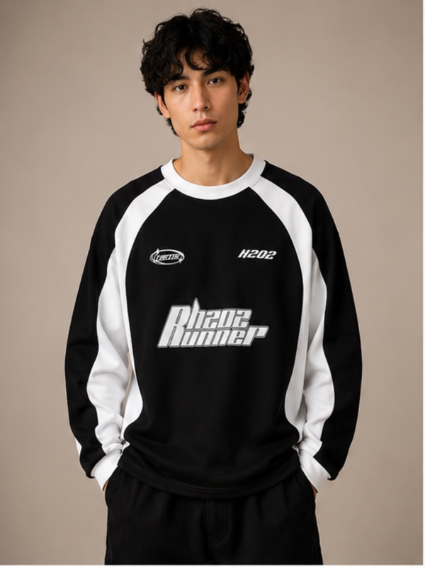 front_black_raglan_3x4 Race Runner H202 Oversized Raglan T-Shirt